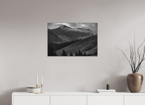 75 x 50 cm, ArtBox Aluminium, 25mm Profiltiefe, Silber Die stille Kraft der Schweizer Alpen