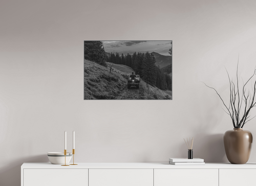 75 x 50 cm, ArtBox Aluminium, 25mm Profiltiefe, Silber Wenn der Tag in den Bergen erwacht