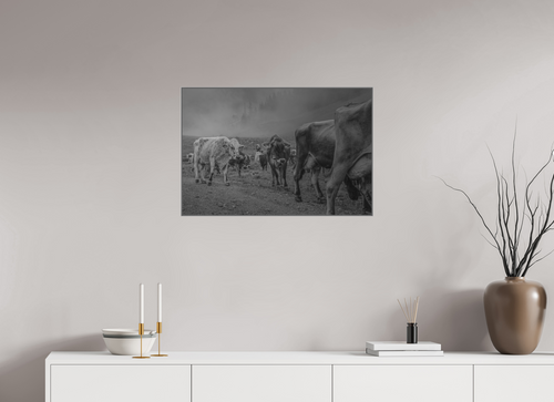 75 x 50 cm, ArtBox Aluminium, 25mm Profiltiefe, Silber Im Nebel der Berge